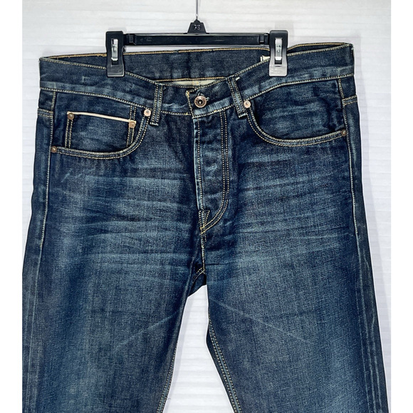 Selvedge Denim Jeans Mens 32X30* Handcrafted Button Fly Dark Wash Whiskered - Picture 6 of 16